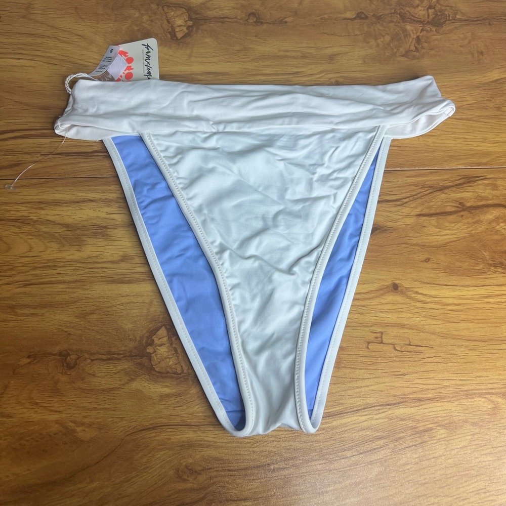 KYA x Free PeopleCOCO Bikini Bottom Sz S Reversible Vanilla Periwinkle NWT